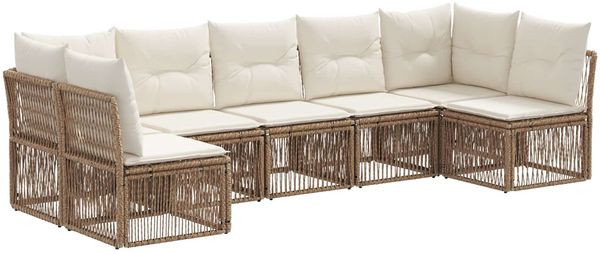vidaXL Gartensofa-set 7 pcs Beige Poly-Rattan 3434166