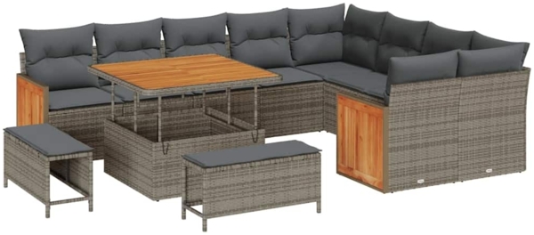 vidaXL Garten-Sofa-Set mit Kissen 12 pcs Grau 100 x 100 x 71 cm 3363338
