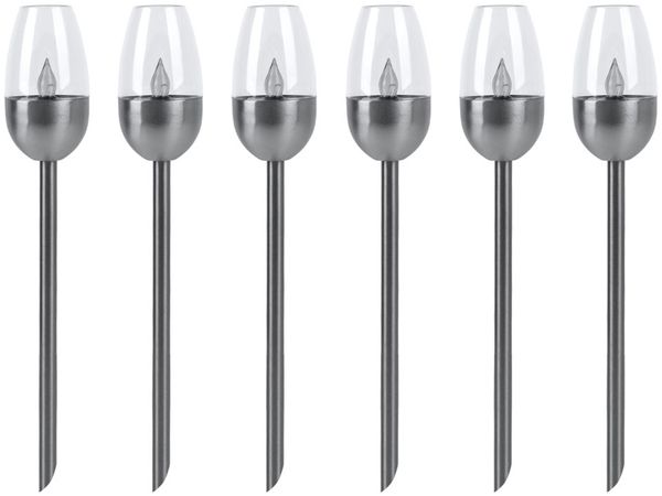6x LED Außenleuchte, Solarlampe, Metall, schwarz, H 38 cm
