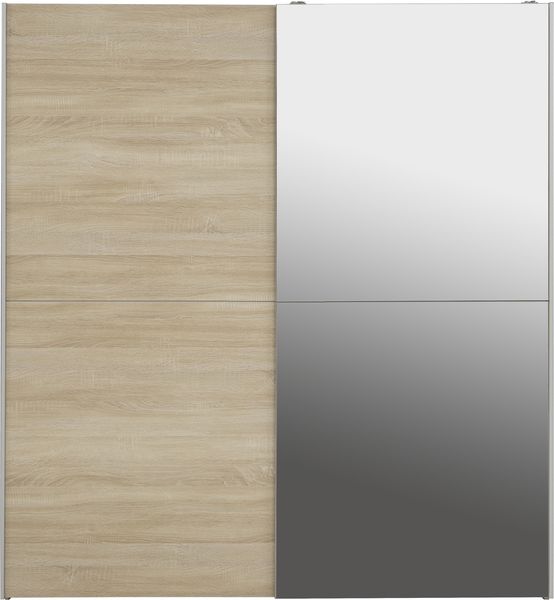 Schwebetürenschrank >WHITE KISS< 2 Türen, Sonoma Eiche Dekor / Spiegel - 170,3x190,5x61,2cm (B/H/T)