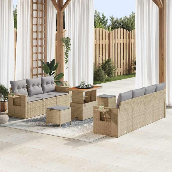 vidaXL Garten-Sofa-Set mit Kissen 10 pcs Beige und Hellgrau 3363662