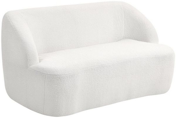 MC Star 2-Sitzer Sofa, geschwungenes Design, Polstersofa mit Fleece-Bezug, für Wohnzimmer, Schlafzimmer, Homeoffice, Cremeweiß