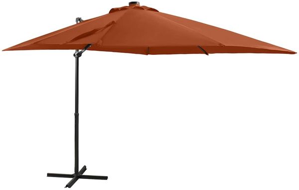 Sonnenschirm, Ampelschirm, Gartenschirm mit LED-Beleuchtung 250 cm Terrakotta