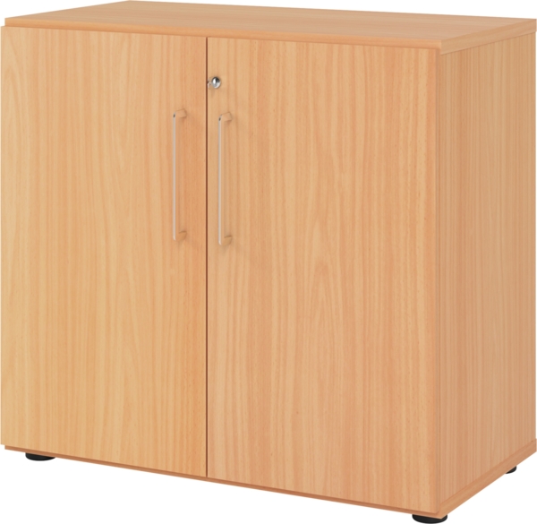 bümö Aktenschrank abschließbar, Büroschrank Holz 80cm breit in Buche - abschließbarer Schrank mit Aktenregal für's Büro & Arbeitszimmer, Büro Möbel Ordnerschrank mit Schloss, 928T2-6-6-BS