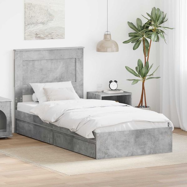 vidaXL Aufbewahrungsbett Beton Grau 75 x 190 cm Holzwerkstoff 3410281