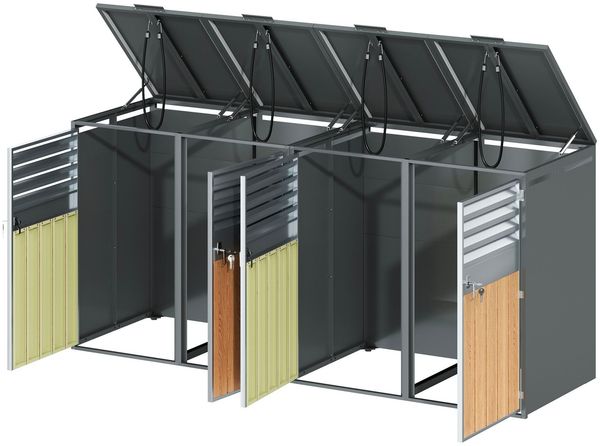 Mülltonnenbox, Mülltonnenverkleidung, 120L 240L, wetterfest, Container, Abfallbehälter, Tonnenhaus, Gartenbox, abschließbare Müllbox (4 Tonnen) Bild 8