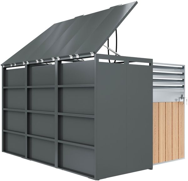 Mülltonnenbox, Mülltonnenverkleidung, 120L 240L, wetterfest, Container, Abfallbehälter, Tonnenhaus, Gartenbox, abschließbare Müllbox (4 Tonnen) Bild 9