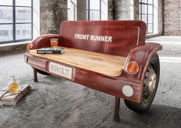 More2Home Sitzbank Autobank FRISCO, 2-Sitzer Heck mit Holzsitz, 166 cm
