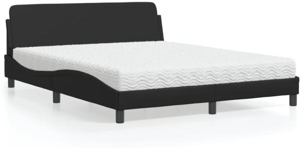 vidaXL Bett mit Matratze Schwarz 160x200 cm Kunstleder 3208437