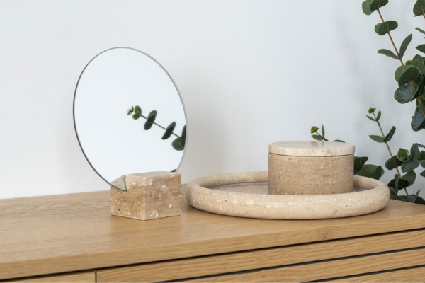 Tablett, Travertin, natur, ø25,5 cm Bild 4