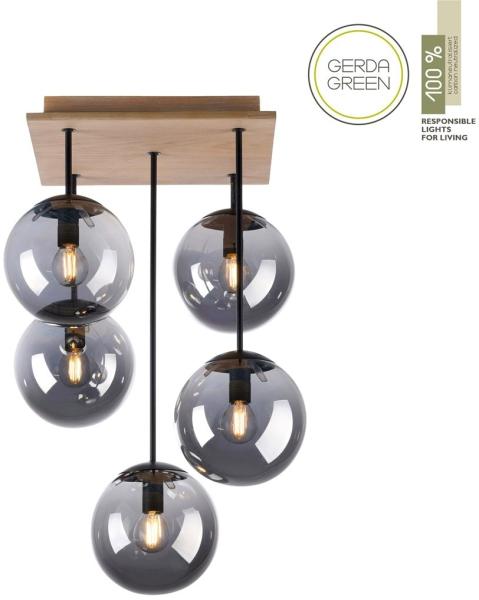 JUST LIGHT 11395-79 Green Widow LED Deckenleuchte 5-flammig Holz rauchfarben