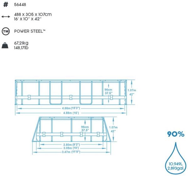Bestway Power Stahlrahmen-Pool Set 488x305x107 cm 92818 Bild 4