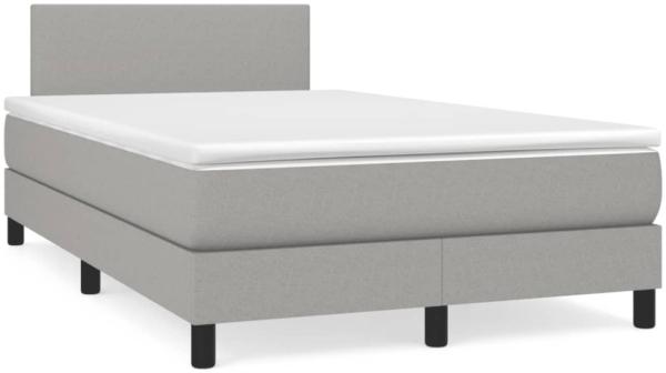 vidaXL Boxspringbett mit Matratze & LED Hellgrau 120x190 cm Stoff 3270025