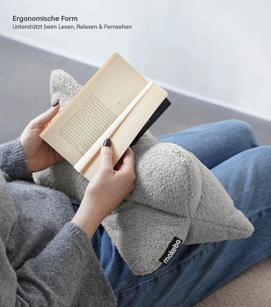 mokebo Nackenrolle Der Leseknochen, aus Bouclé Stoff, Leseknochen oder Nackenkissen aus gemütlichen Bouclé Stoff