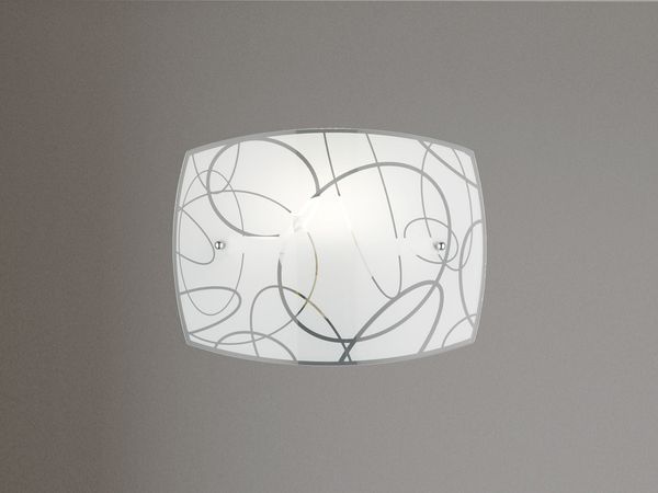 Exklusive LED Wandleuchte DIMMBAR Glasschirm in weiß mit dezentem Dekor, B: 30cm