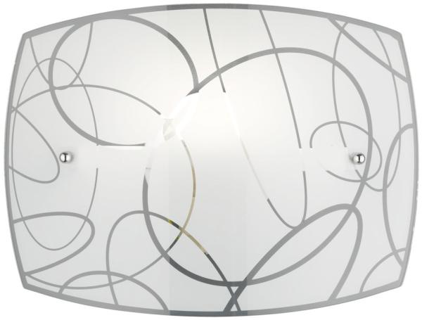 TRIO Leuchten LED Wandleuchte, LED wechselbar, Warmweiß, innen, Lampenschirm Opal-glas flach mit Dekor Weiß Silber, Breite 30cm