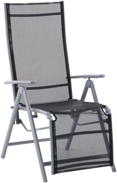 Liegestuhl NATALI Schwarz Kunststoff | Gartenstuhl Relaxsessel Gartenliege Balkon