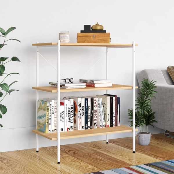 vidaXL Regal mit 3 Böden Weiß und Eiche-Optik 80x40x92 cm 336342