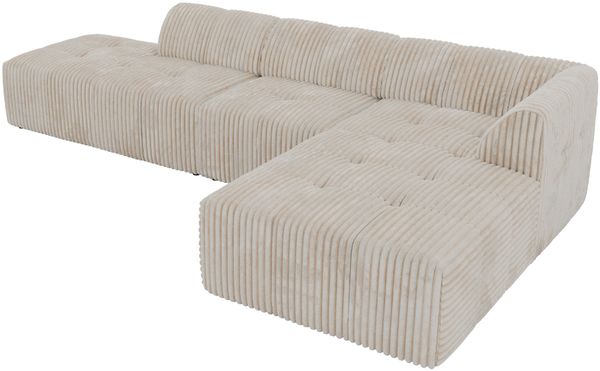 Modulares Ecksofa GRIDA 3M L Wohnlandschaft, Wellenfedern, gesteppte Sitzfläche, Wohnzimmer Sofa L-form - Beige Cord - Rechts Bild 6