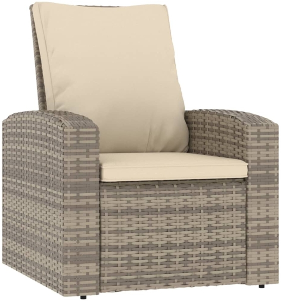 vidaXL Gartensessel Verstellbar mit Kissen Hellbraun Poly Rattan 364103