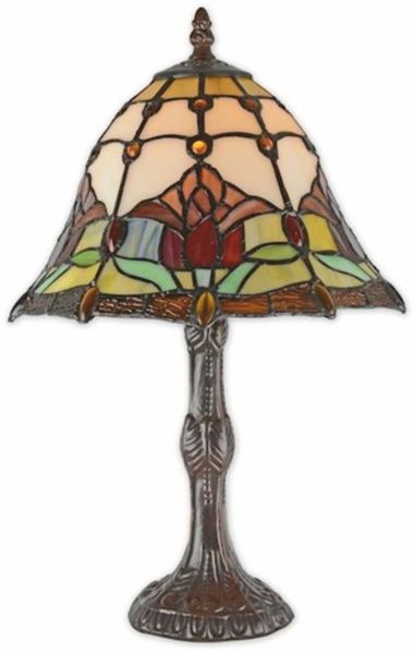 Casa Padrino Jugendstil Tiffany Tischleuchte Bunt / Braun H. 40 cm - Tiffany Leuchten