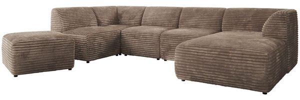 MKS MÖBEL Ecksofa MODARO U 6M, HR35-Schaumstoff, Hocker, T2315-Schaum, Modulares Ecksofa U-Form mit Hocker, Wohnlandschaft, Familien-Sofa