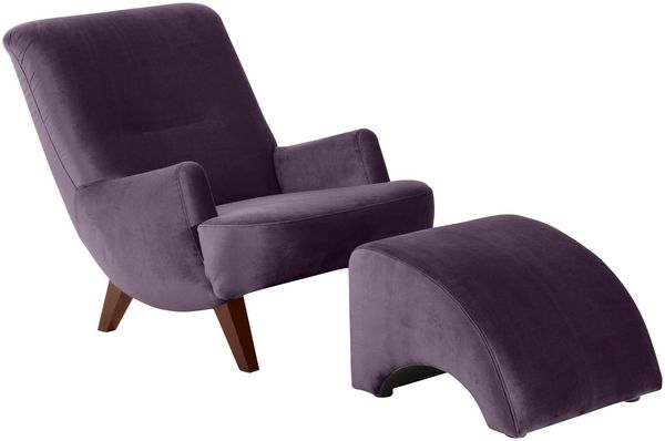Sessel Kajsa 71x80x101 Bezug Samtvelours Buche nussbaum/purple