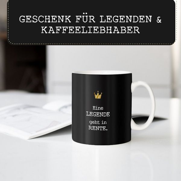 Amari Tasse Rentner Lustiges Geschenk für den Ruhestand Bürotasse, Keramik, hochwertige Goldveredelung, Kaffeetasse, Teetasse, Rente