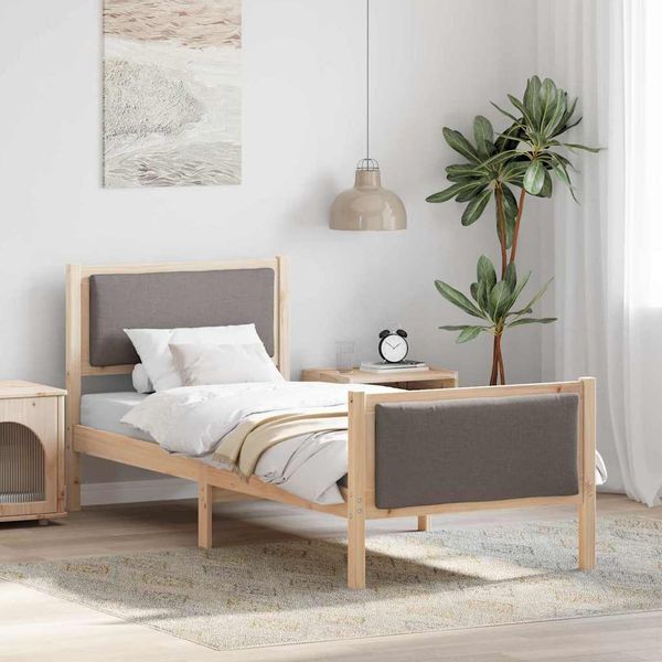 vidaXL Bettrahmen mit Kopfteil Taupe 75 x 190 cm Stoff 878372