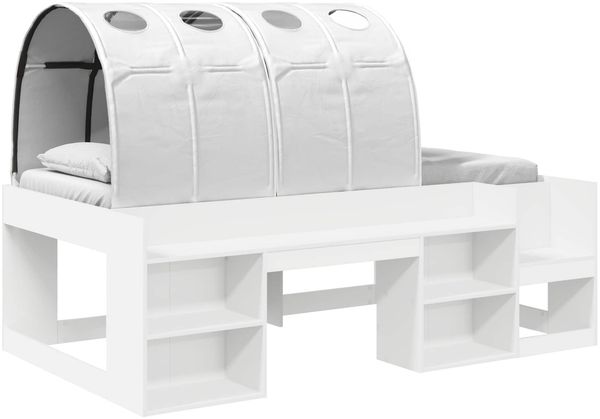 vidaXL Bettgestell mit Tunnel mit Regal 3 pcs Weiß Holzwerkstoff 3423623