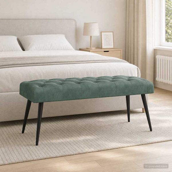 vidaXL Bank mit Knopfheftung Meergrün 110 x 40 x 46 cm Samt 42038582