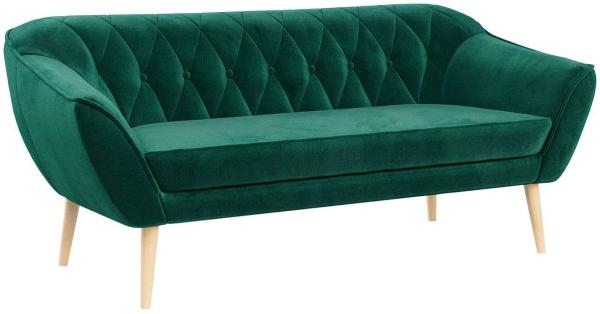 Sofa, Skandinavischer Stil, Holzbeine - PIRS - 3 Sitzer - Dunkelgrün - Velvet Bild 2