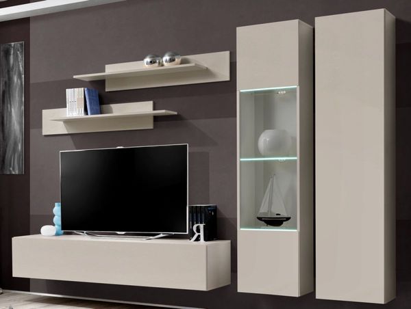 Wohnwand Option in Kaschmir 5-teilig mit LED 260 cm