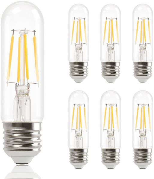 ZMH 6er-Pack E27 LED-Glühbirnen, Warmweiß, T30, 4 W, Edison-Vintage-Glühfadenlampen, 2700 K, energiesparend, nicht dimmbare Fassung
