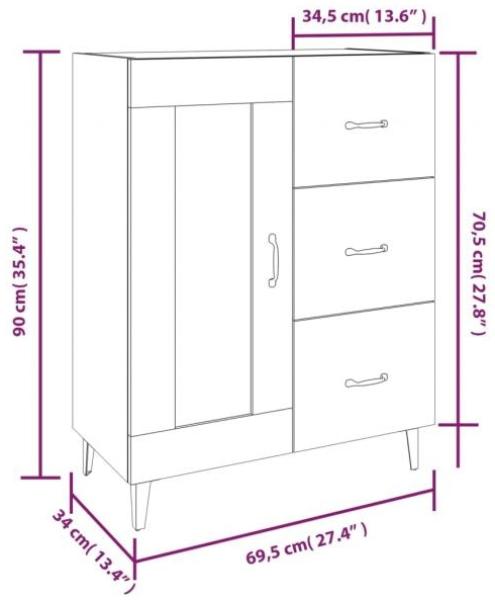 Sideboard Schwarz 69,5 x 34 x 90 cm Holzwerkstoff [812232] Bild 10