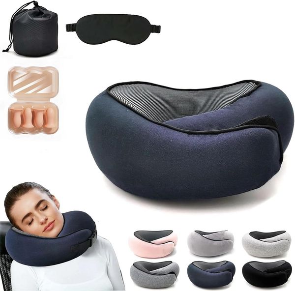 Vivitar Nackenkissen für die Reise - memory-foam Ergonomisches Reisekissen, Reise-Nackenkissen-Set für entspannten Komfort auf Flügen, Autoreisen, Kompakte Nackenstütze für Flugzeug, Zug - Ideal für Schlafkomfort, mit Ohrstöpseln, Schlafmaske und Aufbe...