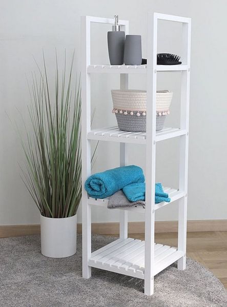 Regal weiß mit 4 Ablagen Badezimmerregal Handtuchregal Bücherregal Holzregal