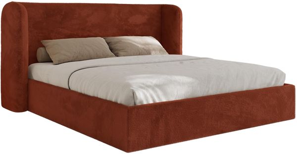 Polsterbett Bett mit Holzlattenrost Schlafzimmer Bett Doppelbett gepolstertes Kopfteil - EMORA CLASSIC - 180x200 cm - Orange Plüsch Bild 6
