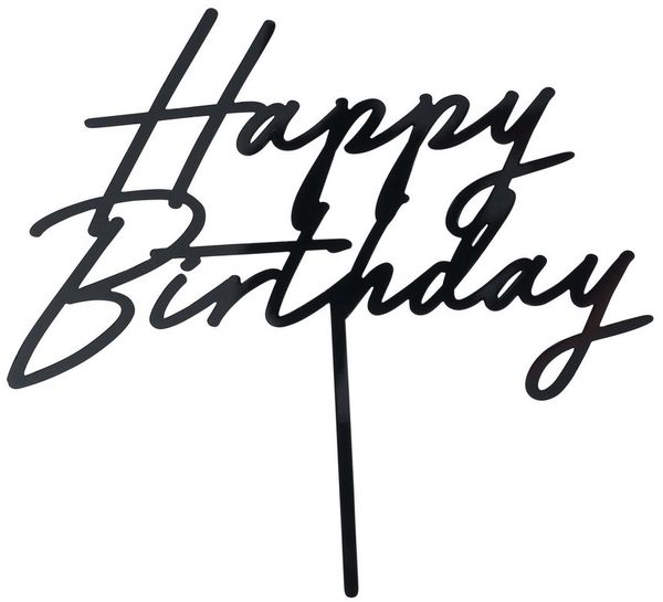 partydeco Tortenstecker, Cake Topper Happy Birthday 18x16cm Schwarz