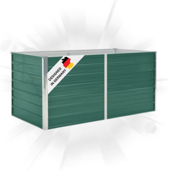 DELUKE® Hochbeet für Garten OSKAR Grün 160x80x77cm Verzinkter Stahl Hochbeet Metall Gartenbeet Kräuterbeet Blumenbeet Beet hoch Frühbeet für Garten Gemüsebeet