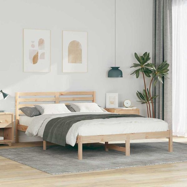 vidaXL Bettrahmen mit Kopfteil Braun 140 x 220 cm Massives Kiefernholz 872332