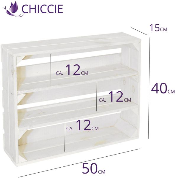 CHICCIE 4 Set Holzregal Schmalhanz 50x40x15cm - Weiß 2x Langes Regal Bild 5