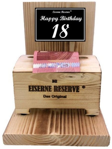 Eiserne Reserve® Geschenkbox Happy Birthday 18 - Eiserne Reserve Geldbox - Geburtstag Geldgeschenk