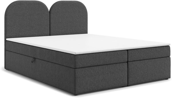 AX LIVING Migwell Boxspringbett 180x200 Dunkelgrau Bettkasten Kopfteil