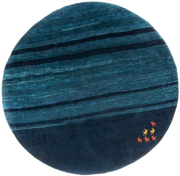 Gabbeh Teppich - Indus rund - 200 x 200 cm - blau