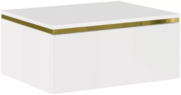 Vente-unique - VUKIA Bedside table Holz, Platte Weiß - B 38,2 cm x H 19,8 cm x L 48,5 cm