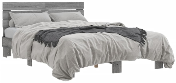 vidaXL Bettgestell Grau Sonoma 120x190 cm Holzwerkstoff und Metall 3280160