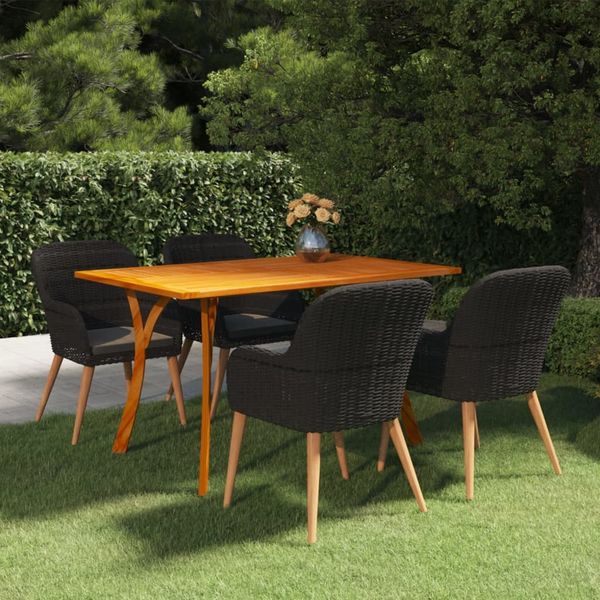 vidaXL 5-tlg. Garten-Essgruppe Schwarz 3072154
