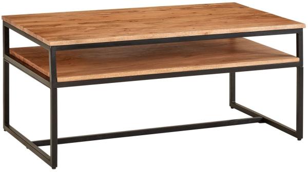 Wohnling Couchtisch 100x60x45 cm Massivholz Metall Sofatisch Wohnzimmertisch Akazie | Stubentisch Industrial