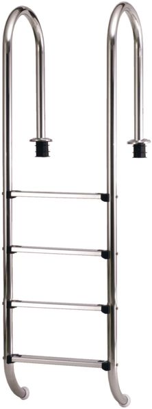 Steinbach Einbauleiter, schmal, 4-stufig, für Pools mit 145 - 150 cm Höhe, Edelstahl Silber
